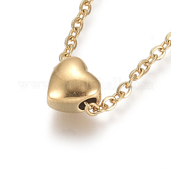 304 Stainless Steel Pendant Necklaces, with Cable Chains and Lobster Claw Clasps, Heart, Golden, 17.6 inch(44.8cm), 1.5mm