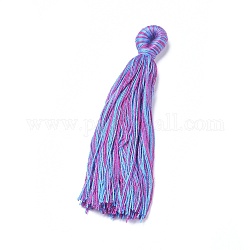 Gros pendentifs pompon de polyester, bleu violet, 105~110x13~16x6~7mm, Trou: 3x5mm