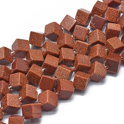 Synthetic Goldstone Beads Strands, Cube, 10.5x10.5x8mm, Hole: 1mm, about 38pcs/strand, 15.3 inch(39cm)