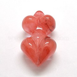 Cherry Quartz Glass Pendants, Goddess, 45x26x17mm, Hole: 2mm