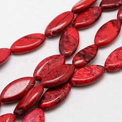 Natural Magnesite Beads Strands, Dyed & Heated, Horse Eye, FireBrick, 30x16x6mm, Hole: 1mm, about 14pcs/strand, 15.74 inch