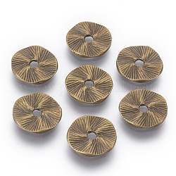 Tibetischer stil legierung perlen, Cadmiumfrei und Nickel frei und Bleifrei, Flachrund, Antik Bronze, 13x1 mm, Bohrung: 2.5 mm