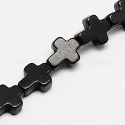 1 Strand Dyed Black Synthetic Turquoise Cross Beads Strands, 10x8x3mm, Hole: 1mm, about 38pcs/strand, 15 inch