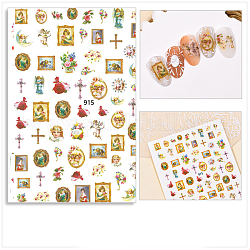 Calcomanías de uñas de arte calcomanías, autoadhesivo, para decoraciones con puntas de uñas, patrón de cruz, 10x8 cm