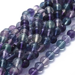 Natürlichen Fluorit Perlen Stränge, Runde, 6 mm, Bohrung: 0.8 mm, ca. 66 Stk. / Strang, 15.7 Zoll (40 cm)
