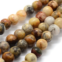 Natural Crazy Agate Beads Strands, Round, 8mm, Hole: 0.8mm, about 49pcs/strand, 15.3 inch(39cm)