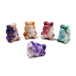 Décorations d'affichage en quartz naturel, opale naturelle, teints et chauffée, chat, couleur mixte, 24~26x22~23x29~34mm