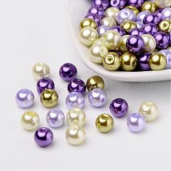 Lavendelgarten Mischung pearlized Glas Perlen, Mischfarbe, 8 mm, Bohrung: 1 mm, ca. 100 Stk. / Beutel