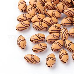 Perline di acrilico finto legno, ovale, Perù, 13x8x7mm, Foro: 1.5~2 mm, circa 1230pcs/500g