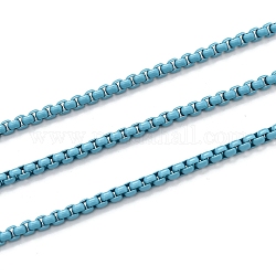 Цепи из латуни, окрашенные распылением, длиной 3.28 фут., венецианские цепи, несварные, голубой, 3x2x2 мм