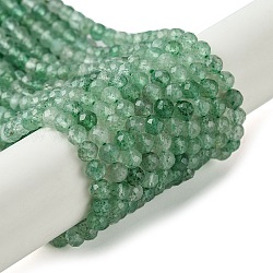 Perles vertes naturelles quartz fraise brins, facette, ronde, 4mm, Trou: 0.8mm, Environ 99~101 pcs/chapelet, 15.35'' (39 cm)