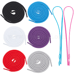 Шнурки ручной работы из полиэстера, с нитевдевателем для шнурка из полипропилена, разноцветные, 4 мм, 1 м / прядь, 6 цветов, 2strands / цвет, 12strands / комплект