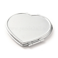 DIY-Kosmetikspiegel aus Eisen, für epoxidharz diy, Herz, Platin Farbe, 6.8x7.1x0.85 cm, Bohrung: 1.6 mm, Fach: 53.5x62.5 mm