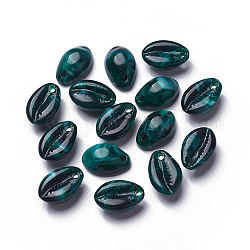 Pendentifs acryliques, style de pierres fines imitation, shell cauris, vert foncé, 18.5x12.5x8mm, Trou: 2mm