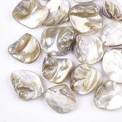 Perline di guscio, pezzo, cachi chiaro, 18~22x15~21x7.5~10mm, Foro: 0.8 mm