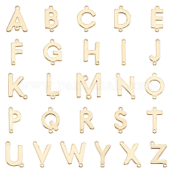 PandaHall Elite 26Pcs 26 Styles Brass Connector Charms, Real 18K Gold Plated, Letter Links, Letter A~Z, 12~14x9.5~12.5x1.5mm, Hole: 1mm, 1pc/style
