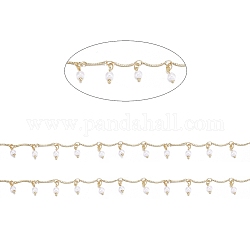 3.28 Feet Brass Bar Link Chains, with Glass, Soldered, Long-Lasting Plated, Real 18K Gold Plated, 12.5x1.5x1mm, 3.5x2.5x0.3mm