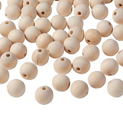Perle di legno non finite naturali, perline distanziate perline rotonde in legno per produzione artigianale,  piombo libero, mocassino, 18x16~17mm, Foro: 3~5 mm