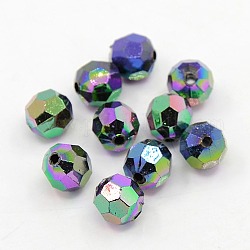Plating Plastic Acrylic Faceted Round Beads, Multi-color Plated, 12mm, Hole: 2mm, about 550pcs/pound