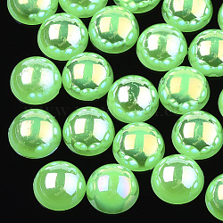 Абс пластмассовые имитационные жемчужные кабошоны, с покрытием AB цвета, полукруглый, зеленый лайм, 10x5 мм, 2000 шт / мешок