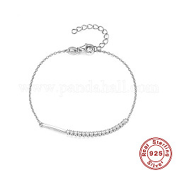 Bracelet à maillons en argent sterling plaqué rhodium v 925, avec chaînes tennis en zircone cubique, avec tampon s925, platine, 6-3/4 pouce (17 cm)