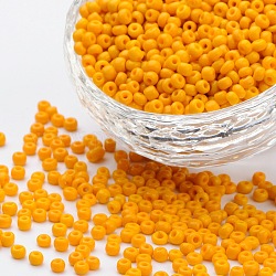 8/0 Perlas de semillas de vidrio, rocallas agujero redondo, amarillo opaco, aproximamente 3 mm de diámetro, agujero: 0.8 mm, aproximamente 10000 unidades / bolsa