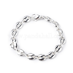 304 bracelet chaîne grain de café en acier inoxydable pour homme femme, couleur d'argent, 8-3/8 pouce (21.4 cm)