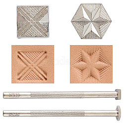 Superfindings 2 pièces 2 style bricolage alliage acier maroquinerie timbres, motif tartan et étoile, platine, 108x10~14x10~12mm, 1pc / style