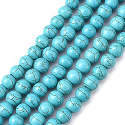 Synthetical Howlite Beads, Dyed, Round, Turquoise, 8mm, Hole: 1mm, about 1400pcs/1000g