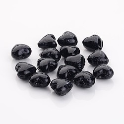 Perles vernissées manuelles, cœur, noir, 12x12x8mm, Trou: 2mm