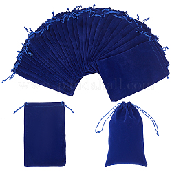 Pochettes rectangle en velours, bonbons sacs cadeaux fête de noël mariage faveurs sacs, bleu minuit, 23x15 cm
