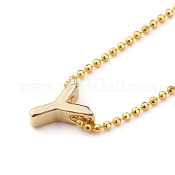 Collares pendientes iniciales de latón, con cadenas de bolas, dorado, letter.y, 16.14 pulgada (41 cm)