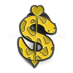 Épingles en émail de style dessin animé, badge en alliage noir pour vêtements de sac à dos, flèche de serpent et de coeur, 25x15x1mm