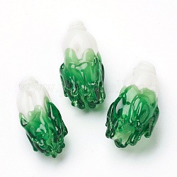 Perles vernissées manuelles, chou chinois, verte, 22.5~24.5x11~12mm, Trou: 2mm, Environ 16 pcs/chapelet, 140.55 pouce (357 cm)