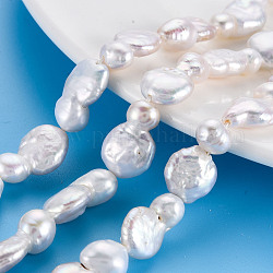 Naturales keshi abalorios de perlas hebras, perla cultivada de agua dulce, 8 forma, pepitas, color de concha, 16~21x10~12x4~10mm, agujero: 0.6 mm, aproximamente 20~21 pcs / cadena, 15.35 pulgada (39 cm)