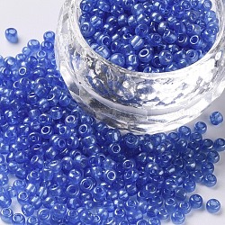 Perline semi di vetro, trans. colori lustered, tondo, blu fiordaliso, 3mm, Foro: 1 mm, circa 10000pcs/libbra