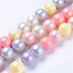 Brins de perles de résine peintes à la bombe, de Style caoutchouté, ronde, colorées, 11.3x11.7mm, Trou: 1.5mm, Environ 33 pcs/chapelet, 14.76'' (37.5 cm)