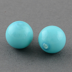 Muschel perlen, Nachahmung Perle, Klasse A, Halb Bohrung, Runde, Deep-Sky-blau, 10 mm, Bohrung: 1 mm