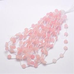 Perlas naturales de cuarzo rosa, rosa, 10x5~9mm, agujero: 1 mm