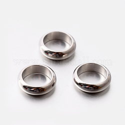 Intercalaires perles rondes plates en 201 acier inoxydable, couleur inoxydable, 10x3mm, Trou: 7.5mm