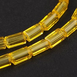 Faceted Cuboid Transparent Glass Bead Strands, Yellow, 4x2mm, Hole: 1mm, about 100pcs/strand, 15.7inch