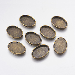 Tibetan Style Alloy Cabochon Settings, Oval, Antique Bronze, Cadmium Free & Lead Free, 24x17x4mm, Hole: 1mm