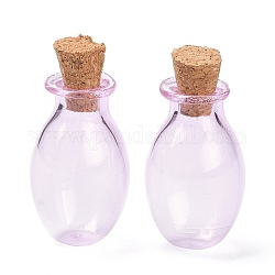 Adorno de botellas de corcho de vidrio ovalado, vaso vacío deseando botellas, viales de diy para decoraciones colgantes, ciruela, 15.5x26~30mm