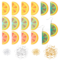 Olycraft 3d imprimé orange charme balancent kit de fabrication de boucles d'oreilles pour fille femmes, y compris les pendentifs en acrylique translucide, crochets et anneaux de saut en laiton, couleur mixte, pendentifs: 16 pièces / ensemble