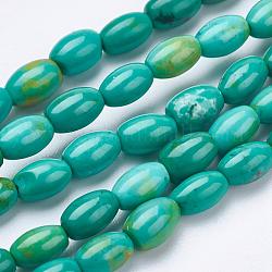 Brins de perles de magnésite naturelle, teinte, riz, vert jaune, 6x4mm, Trou: 1mm, Environ 63 pcs/chapelet, 15.5 pouce