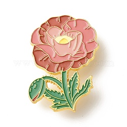 Pfingstrosen-Blumen-Emaille-Pin, zierliche Blumen-Eisen-Emaille-Brosche für Rucksackkleidung, golden, Orangerosa, 45x31x9.5 mm