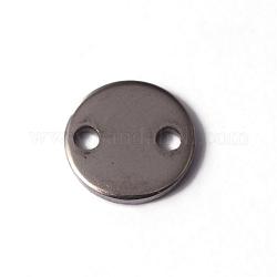 Conectores de enlaces de acero inoxidable 201, la etiqueta en blanco, plano y redondo, color acero inoxidable, 8x1mm, agujero: 1 mm