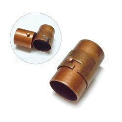 Brass Locking Tube Magnetic Clasps, Column, Red Copper, 19x12mm, Hole: 10mm