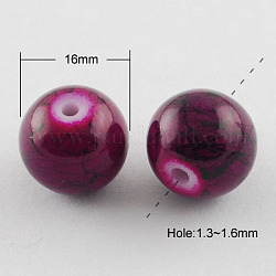 Drawbench Glass Bead Strands, Round, Purple, 16mm, Hole: 1.3~1.6mm, about 50pcs/strand, 31.4inch