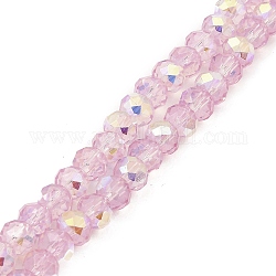 Baking Painted Transparent Glass Beads Strands, Imitation Opalite, Faceted, AB Color Plated, Round, Pearl Pink, 6x5mm, Hole: 1mm, about 82pcs/strand, 16.73~16.93''(42.5~43cm)